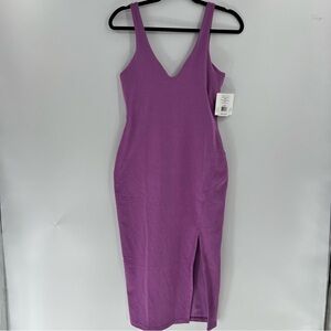 Beyond Yoga Purple Bodycon Midi Dress with Slit
